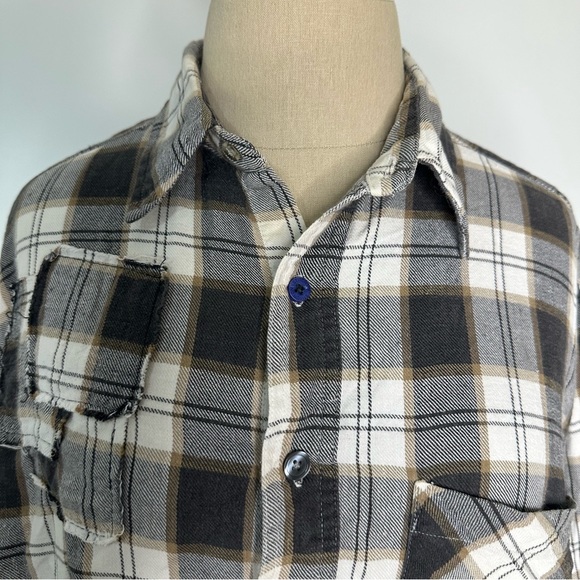 Riley 1880 Vintage Cropped Flannel CROPPED SELF PATCHED IN brown - Picture 10 of 16